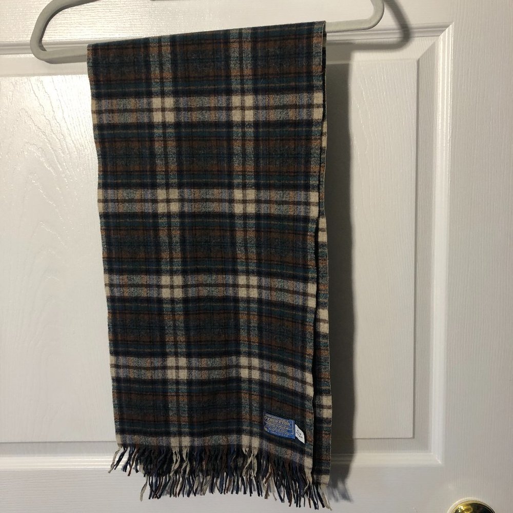 Pendleton brown and blue 100% wool scarf